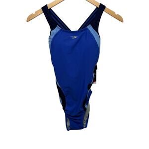 Speedo Womens Size 6 Hyper Blue‎ Racing Cut One-Piece Swimsuit HydroBra UPF 50+